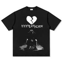 XXXTentacion RIP Broken Heart Graphic T-Shirt Men Women Oversized Dark Aesthetic Cotton Tee Streetwear Emo Style Sad Rap Merch S įvairiaspalvis