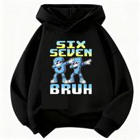 Funny Six Seven Italian Brainrot 67 Number Graphic Print Hoodie Boy/Girl Long Sleeved Kids Comfortable Sweatshirt. 100