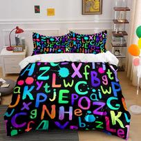 Colorful Alphabet Design Bedding Set Bedding set (1 duvet cover, 2 pillowcases, duvet not included) 135x200cm