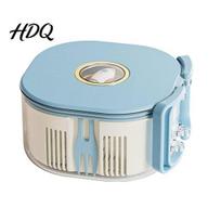Drainable Food Prep Container Fruit Washing Bowl with Strainer And Fork Multifunctional Portable Drain Fresh Keeping Storage for Refrigerator