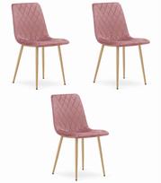 TURIN chair - pink velvet / wood color legs x 3