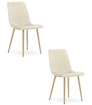 TURIN chair - light beige velvet / wood-colored legs x 2