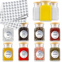 Jar for Spices Herbs Salt Gift Tea 150ML + 252 Labels