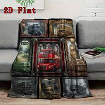 London Bus Evolution 2D Flat Pattern Flannel Blanket, High quality All Seasons, Home Decor, Warmth and Comfort, Perfect for Christmas Gifts. 80cm x 120cm