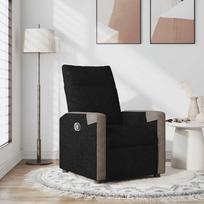Folding Armchair, Black, Upholstered in Fabric