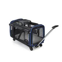 Airline Approved Mesh Breathable Travel Pet Stroller Trolley Dog Cat Backpack Pet Carrier With Wheels (Black,L)