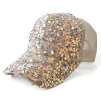 Blingbling Sequin Baseball Hat Adjustable Mesh Snapback Caps Korean Glitter Peaked Cap  Women auksas