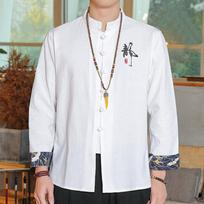 Men Shirts Traditional Kung Fu Tai Chi Cotton Linen Tang Suit Uniform Shirt and Blouses Chinese Style Embroidered Shirts XXXXXL
