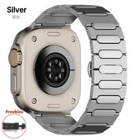 Luxury Titanium Bracelet For Apple Watch 10 46mm Ultra 2/1 49mm Metal Men Strap For iWatch Series 9 8 7 6 5 se 42mm 44mm 45mm Correa 42mm Unsuitable Series10 sidabras