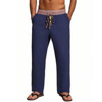 Men's Long Pants, Elastic Waist Drawstring, Lightweight, Slim Fit, With Pockets, Comfortable And Breathable Linen Long Pants L