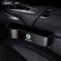 Car Waterproof Carbon Fiber Seat Crevice Storage Box For Skoda Octavia MK2 MK1 2 3 A5 A7 A8 Fabia Karoq Superb Rapid Kamiq Scala For Skoda