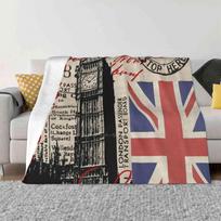 Londonas II Madingas Minkštas Šiltas Flanelinis Antklodė Londonas Didžioji Britanija Sostinė Koliažas Vėliava Union Jack Tipografija 30x40in