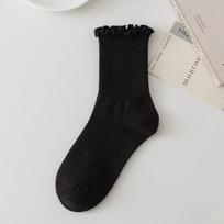 White Wooden Ear Cuff Pile-up Stockings, Spring and Autumn Style, Children's Lolita Mary Jane Shoes, Lace Mid-calf Stockings 1 pair