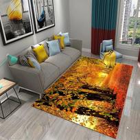 3D Geltonų Rudens Klevo Lapų Kilimas Modernus Virtuvės Vonios Kambario Neslystantis Įėjimo Durų Kilimėlis Miegamojo Svetainės Balkono Grindų Kilimas 40x60cm orange