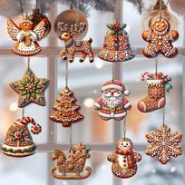 Wooden Christmas Decorations Nostalgic Gingerbread Motif Ornaments Christmas Ball Ornaments Gingerbread-Inspired For Gift Home