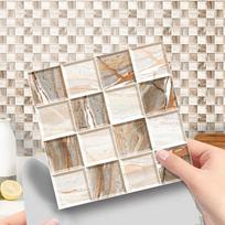 10Pcs Waterproof PVC Tile Stickers for Kitchen and Bathroom Easy to Apply and Clean 10*10cm Size for Smooth Surfaces