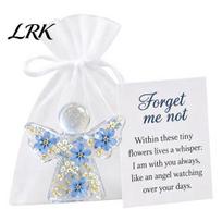 Acrylic Angel Pocket Hug Token Forget Me Not Dried Flower Keepsake, Mini Figurine, Decorative Figurine for Desk Memorial Comfort Angels Gift E