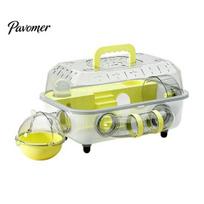 Silent Running Wheel Hamster Cage with Tunnel, Transparent House And Water Dispenser, 2-Tier Habitat Playpen for Small Pets Breathable Plastic