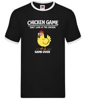 Chicken Game Over Funny Graphic - Mens Ringer - Chickens Love Meme Novelty M