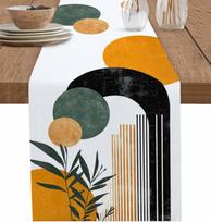 Boho Mid Century Arch Round Linen Table Runner Dresser Scarves Table Decor Farmhouse Kitchen Dinning Table Runner Party Decor 150x33cm