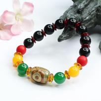 2026 Tibet Three-eye Beads Bracelet Black Agate Jewelry Factory Live Delivery S1122629