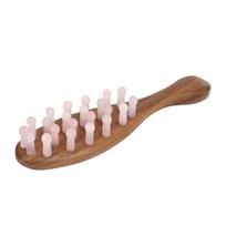 Fashion Design Crystal Teeth Wood Handle Natural Crystal Portable Pocket Comb Gentle Home Use Scalp Massager Blood Circulation