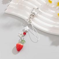 Sweet Keychain Strap Cute Flower Bag Charm Charm Beaded Phone Chain  Anti-lost Accessory Style C