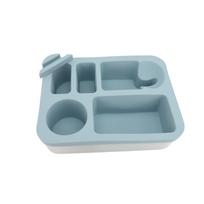 Sofa Puodelio Laikiklio Padėklas su Pasukamu Telefono Laikikliu Apsaugotas nuo Išsiliejimo Sofa Gėrimų Laikiklis Užkandžiams Blue gray