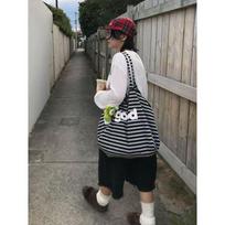 Striped Tote Bag, Large-capacity Single-shoulder Folding Shopping Bag, Handbag