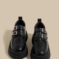 Small leather shoes women's new spring and autumn single shoes trendy with thick-soled black women's shoes 35