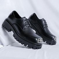 Fashion Men Casual Leather Shoes Fashion Derby Shoes Square Toe Trendy Designer Shoes for Men Sneaker Lace-up Thick Sole Heightened Shoe 44