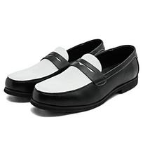 Fashion New Luxury Designer Men's Black White Mixed Wedding Forma Dress Shoes Male Slip On Penny Loafers Zapatos Hombre 38 juoda balta spalva