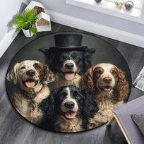 Stylish Dogs Round Area Rug,Carpet Rug for Living Room Bedroom Sofa Playroom Decor,Non-slip Floor Mat 80cmx80cm