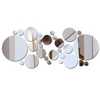 3D akrilinės sienų lipdukai: Didelis (15 cm) ir maži apvalūs veidrodėliai, 58 dalių rinkinys su dviem stiliais 33 Pieces rožinio aukso spalvos