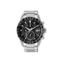 Citizen Eco-Drive serijos radijo bangomis valdomas verslo kvarcinis laikrodis Vyriški laikrodžiai Juodas AT8154-82E Silver Black Strap