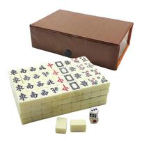 Kinų Mahjong žaidimo rinkinys 144 baltos graviruotos mini plytelės šeimos susibūrimui Kinų stiliaus žaidimui Žaidimo laikas šeimai gray