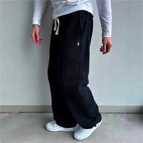 2026 retro y2k street fashion simple loose sweatpants with embroidered pony, versatile casual long pants S
