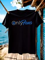Oversized OnlyFans Logo Graphic T-shirt - Black with Blue Print XXXL
