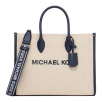 MICHAEL KORS Mirella EW brand letter logo tote bag tote bag shopping bag shoulder crossbody cotton handbag medium size women's blue mėlyna