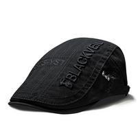 Fashion Adjustable Men Beret Sunscreen Breathable Flat Cap Rabbit Embroidery Visor Cap Male Fashion juoda
