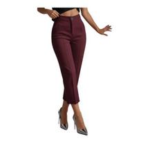 Women Pants High Waist Slim Fit Straight Leg Solid Color Trousers with Button Zipper Closure Commuting Workwear L