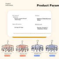 40,000 KM Socks Drying Rack Plastic Coated Clothes Hanger with 24 Multi-Clips for Balcony Home Multi-Functional Underwear Hanger
