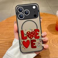 Thin Ring Magnetic For Magsafe Case For iPhone 17 Pro Max Case iPhone 16 15 14 13 Pro Max 17E Pin Love Queen Print Hybrid TPU+PC Matte Cover iPhone 14 Pro MAX
