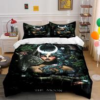 Mystical Moon Goddess and Wolf Bedding Set Bedding set (1 duvet cover, 2 pillowcases, duvet not included) 135x200cm