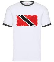 Trinidad and Tobago Grunge Flag - Mens Ringer - Port of Spain Caribbean Flags M