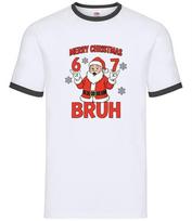 Merry Christmas Bruh - Mens Ringer - Six Seven 6 7 Meme Brainrot Funny Xmas S