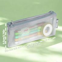 Foldable Stationery Bag Double Layer Pencil Pouch Mesh Pencil Case  School Supplies