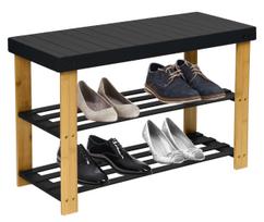 MILOS shoe rack bench with shelves - black
