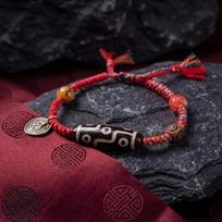 Lc 2026 Original Design Hand-woven Silk-banded Agate Dzi Bead Tibetan Bracelet Vintage Unisex Gift Intangible Cultural Heritage 16-25cm