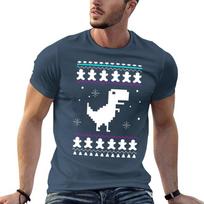 8-Bit Dinosaur Christmas Jumper, Dino Xmas Ugly Sweater T-Shirt Unisex t shirt cotton high quality t shirt for Unisex T-Shirt S